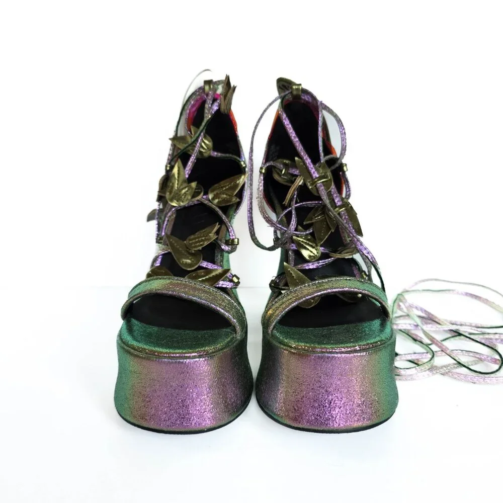 Club Exx Pixie Queen Butterfly Platform Heels Size 5 Iridescent‎ Rave Fairycore